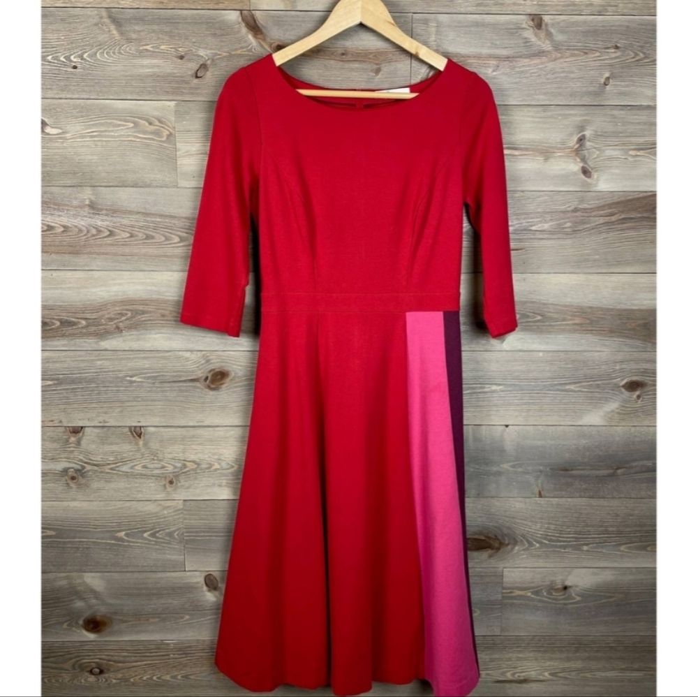 Boden Red Colorblock Dress